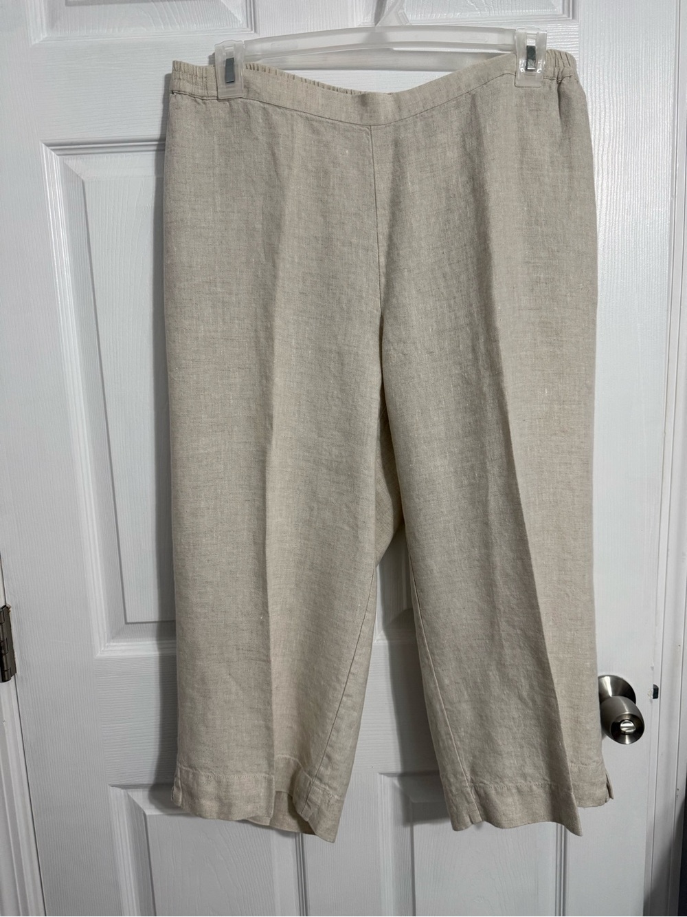 Kim Rogers Natural Beige Linen Blend Cropped Pants